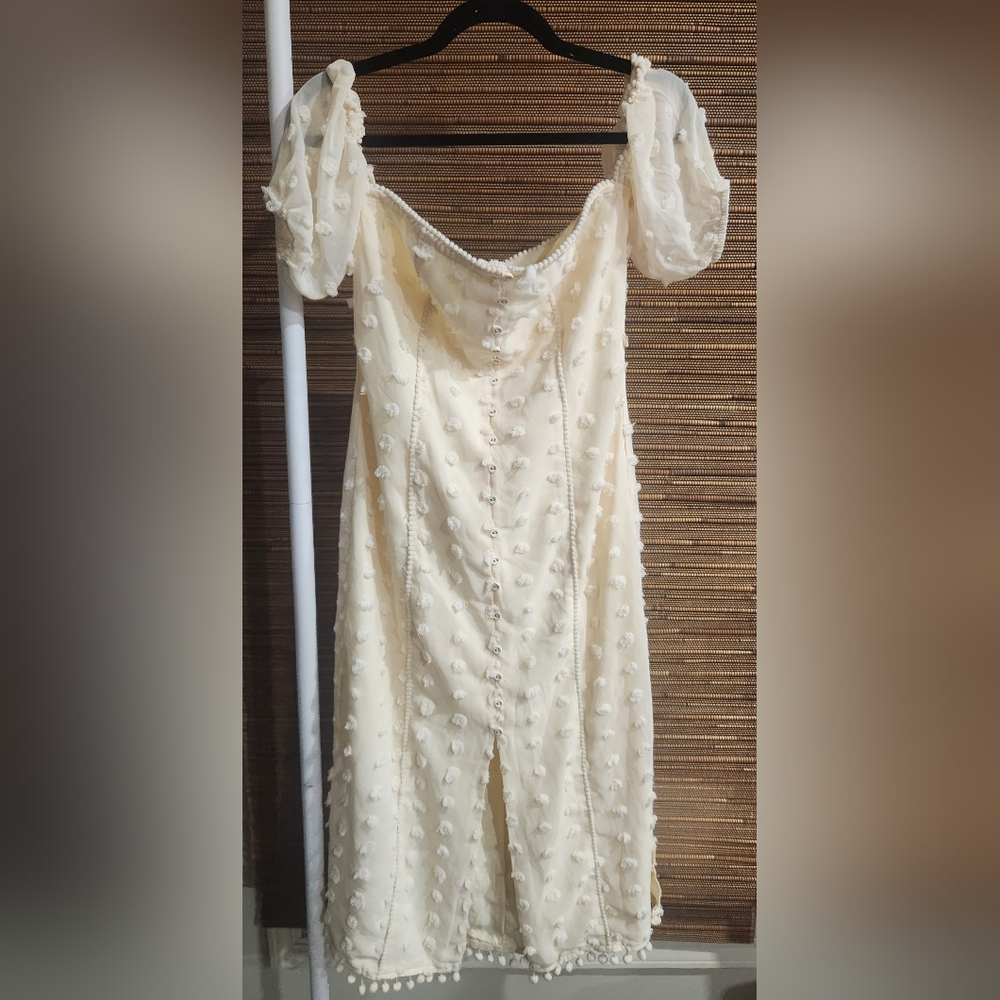 Tularosa Cream Long Sleeve Dress with Floral Details
